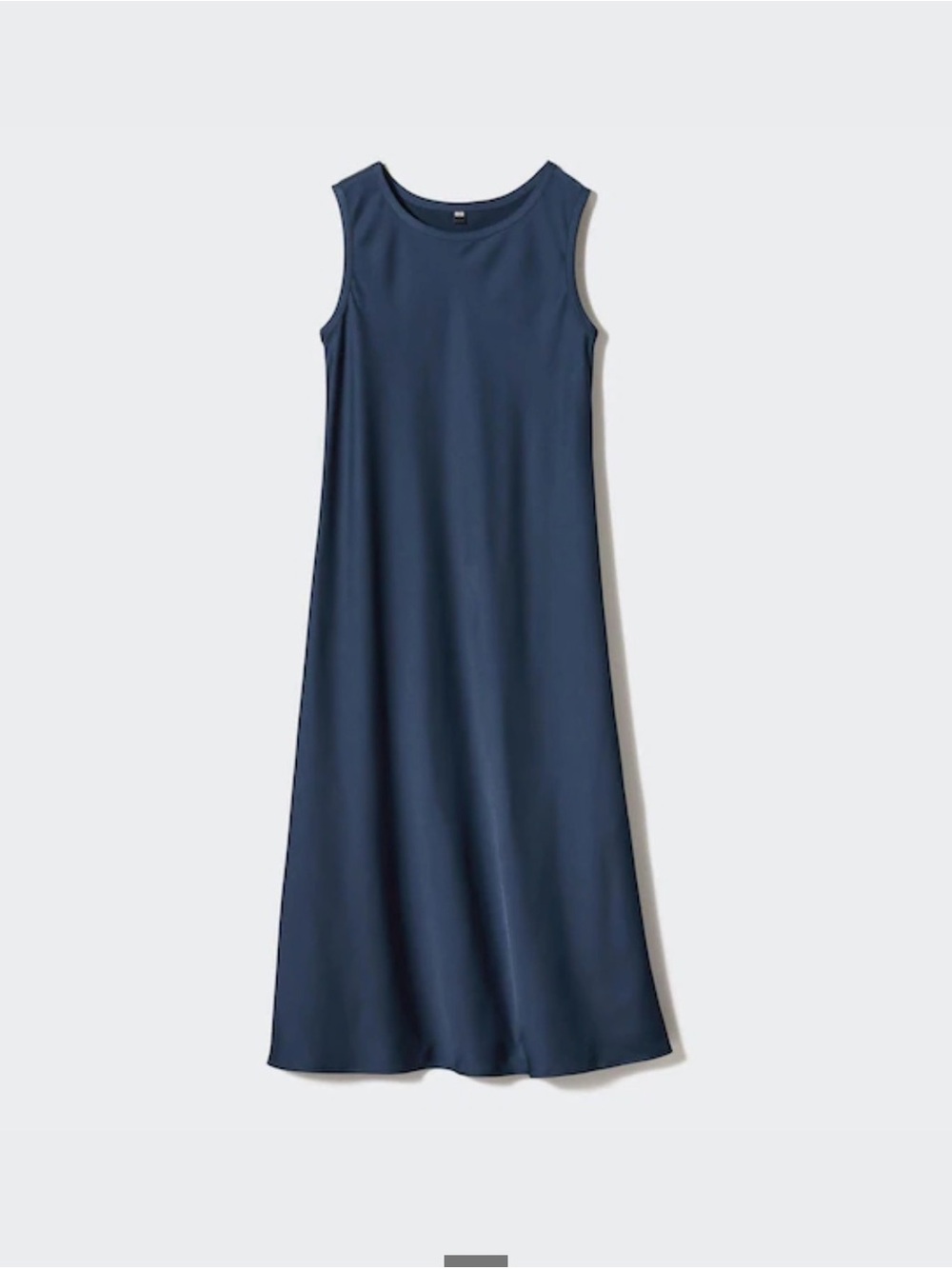 Uniqlo Satin Dress | Sleeveless Navy A-Line Maxi Dress